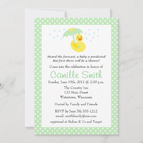 Cute Rubber Ducky Baby Shower Invitation