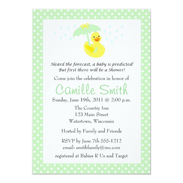 Cute Rubber Ducky Baby Shower Invitation | Zazzle