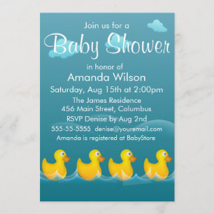 Cute Rubber Ducky Baby Shower Invitation