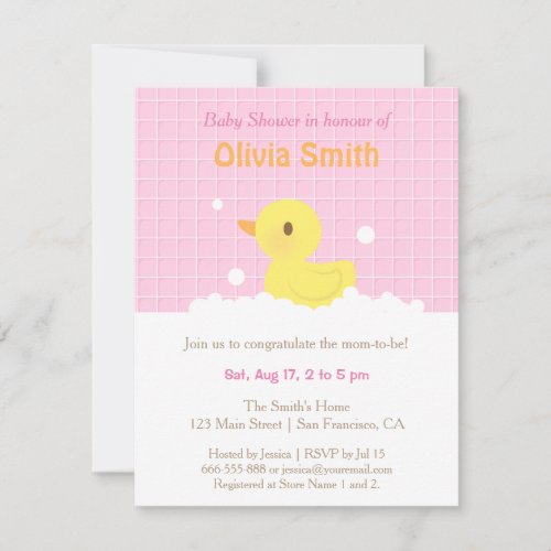 Cute Rubber Ducky Baby Shower Invitations