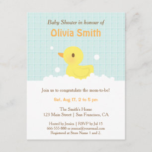 Cute Rubber Ducky Baby Shower Invitations