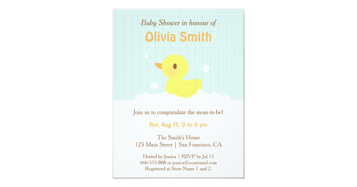 Cute Rubber Ducky Baby Shower Invitations | Zazzle.com