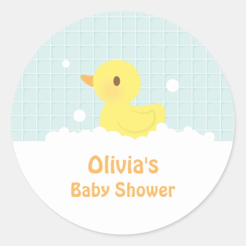 Cute Rubber Ducky Baby Shower Party Decor Classic Round Sticker