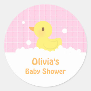 Cute Rubber Ducky Baby Shower Party Decor Classic Round Sticker