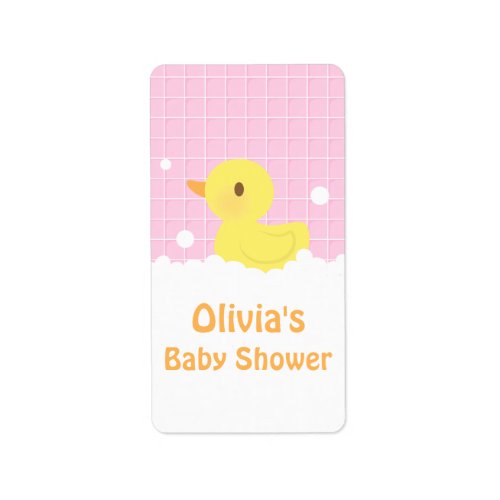Cute Rubber Ducky Baby Shower Party Decor Label