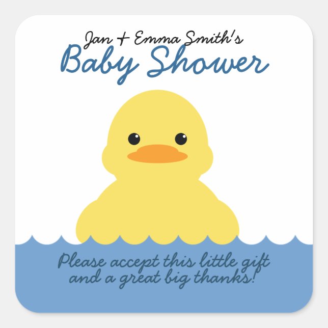 cute rubber ducky BABY SHOWER party favor label (Front)