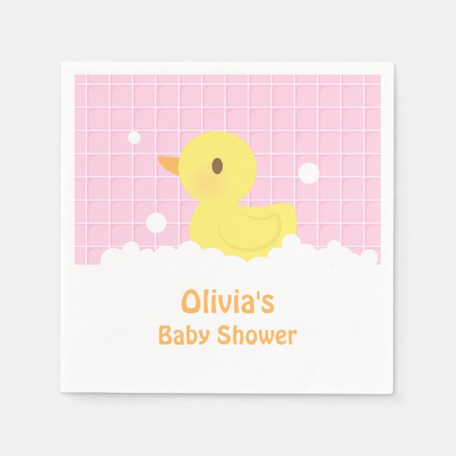 Cute Rubber Ducky Baby Shower Party Supplies Napkins (Front)