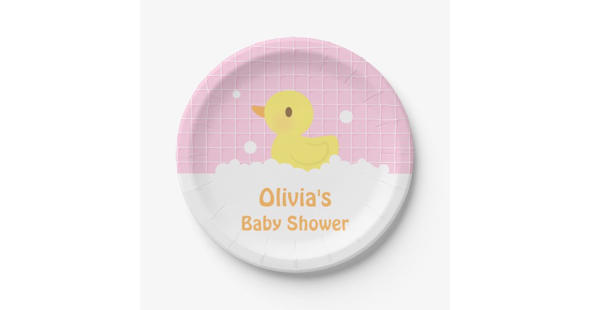 Cute Rubber Ducky Baby Shower Party Supplies Paper Plate Zazzle Com