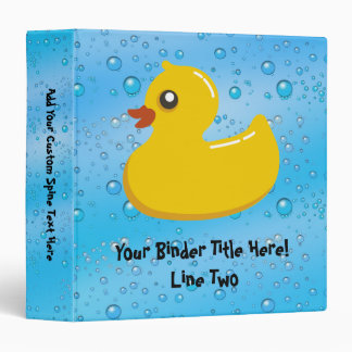 Cute Rubber Ducky/Blue Bubbles 3 Ring Binder