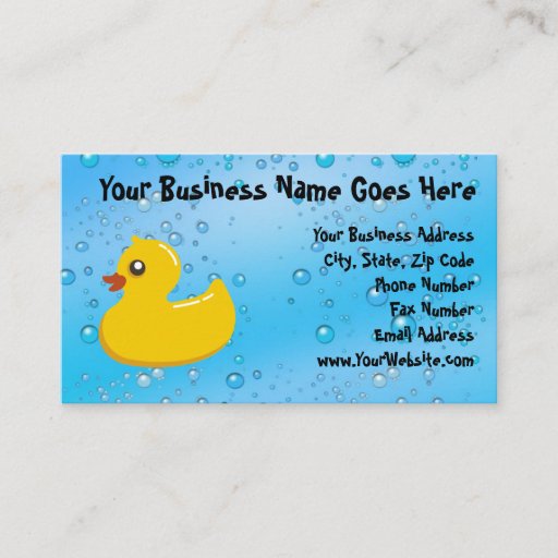 Customizable Cute Rubber Ducky/Blue Bubbles Business Card