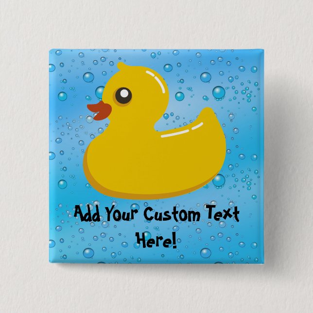 Cute Rubber Ducky/Blue Bubbles Button (Front)
