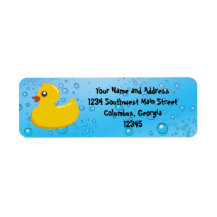 Cute Rubber Ducky/Blue Bubbles Label
