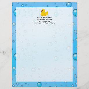 Cute Rubber Ducky/Blue Bubbles Letterhead