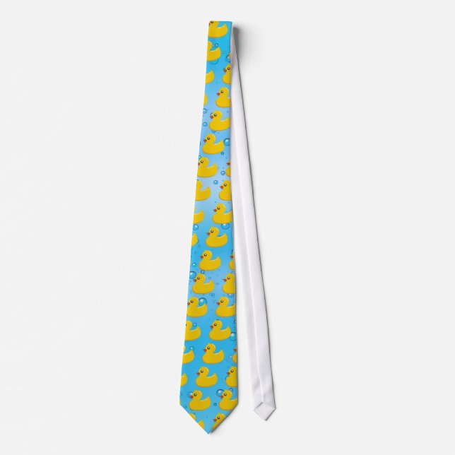 Cute Rubber Ducky/Blue Bubbles Neck Tie (Front)