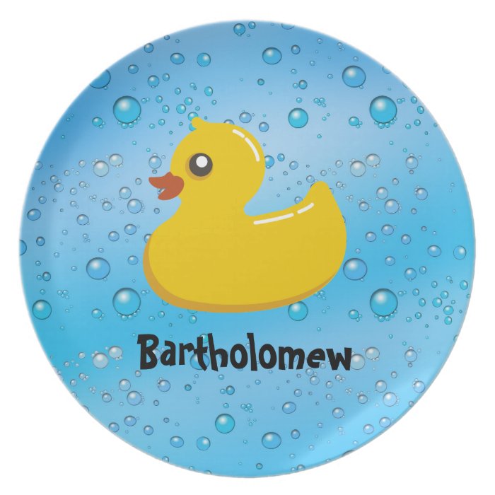 Cute Rubber Ducky/Blue Bubbles Plates