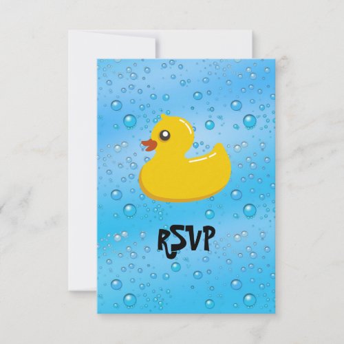 Cute Rubber DuckyBlue Bubbles RSVP Card