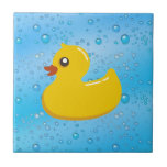 Cute Rubber Ducky/Blue Bubbles Tile