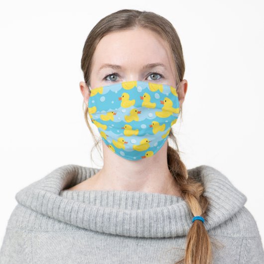 Cute Rubber Ducky Duck Print Adult Cloth Face Mask (Worn)