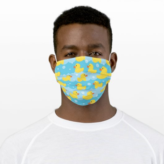 Cute Rubber Ducky Duck Print Adult Cloth Face Mask (Worn)