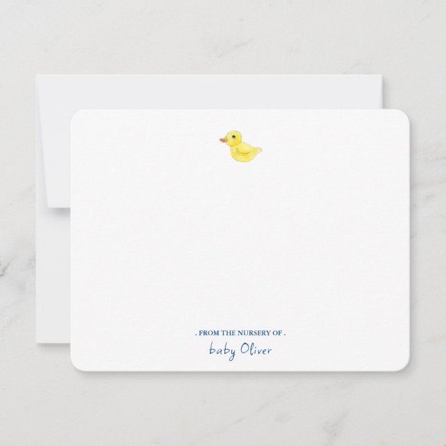 Cute Rubber Ducky From the nursery of Flat  Thank You Card (Front)