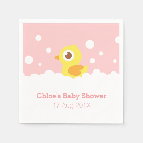 Cute Rubber Ducky Girl Baby Shower Napkins
