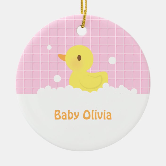 Cute Rubber Ducky In Bath Nursery Decor Ceramic Ornament