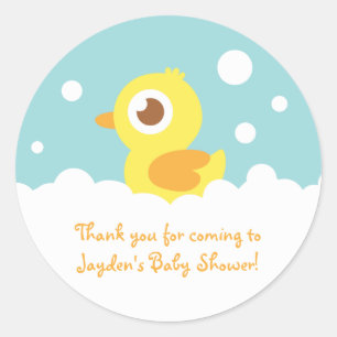 Cute Rubber Ducky in Bubble Bath Classic Round Sticker