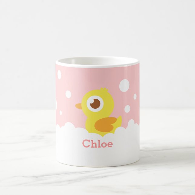 Cute Rubber Ducky in Bubble Bath for Girls Coffee Mug (Center)