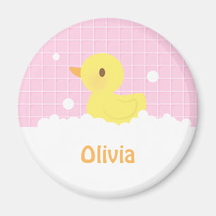 Cute Rubber Ducky in Shower Girls Magnet