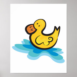 cute rubber ducky in tub poster