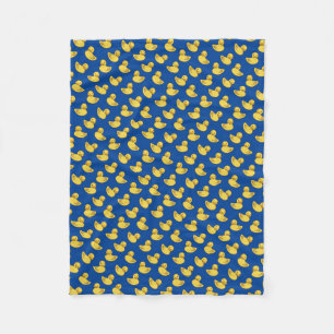 Cute Rubber Ducky Pattern Royal Blue Fleece Blanket