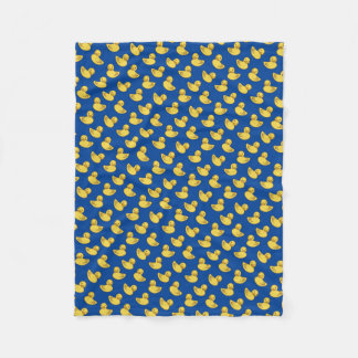 Cute Rubber Ducky Pattern Royal Blue Fleece Blanket