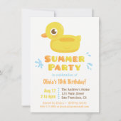 Cute Rubber Ducky Pool Float Summer Birthday Party Invitation (Front)