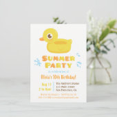 Cute Rubber Ducky Pool Float Summer Birthday Party Invitation (Standing Front)