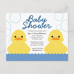 cute rubber ducky TWIN BABY SHOWER invitation