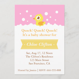 Cute Rubber Ducky with Bubbles Baby Shower Party Invitation