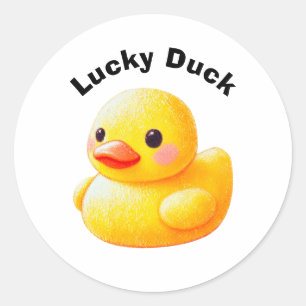 Cute Rubber Ducky with Customizable Text Classic Round Sticker