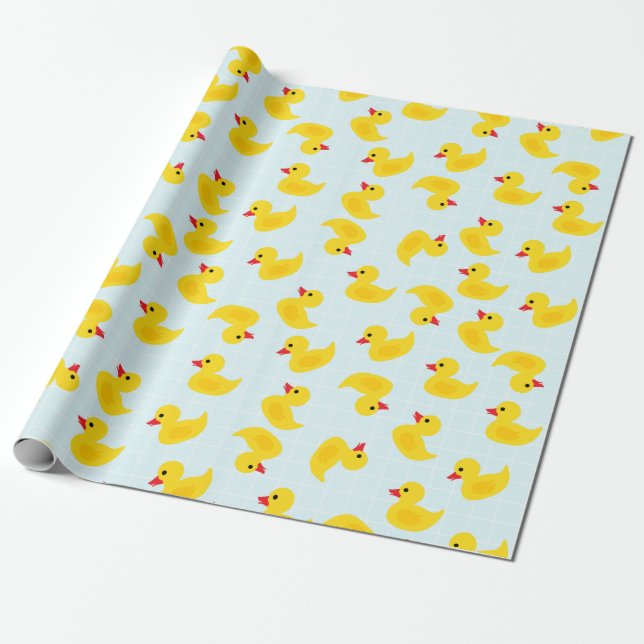Cute Rubber Ducky Wrapping Paper (Unrolled)