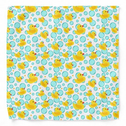 Cute Rubber Duckys and Bath Bubbles Patterned Bandana