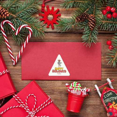 Cute rudolf Christmas holiday Triangle Sticker