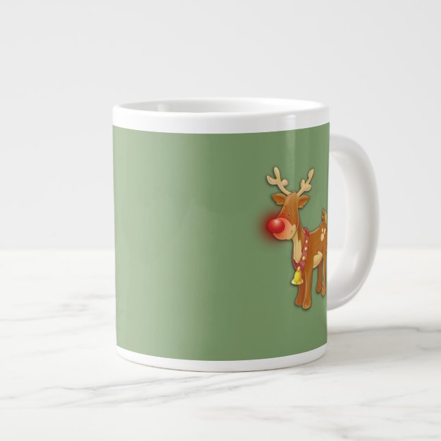 Cute Rudolf Reindeer Christmas Jumbo Mug (Front Right)