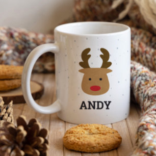 Cute Rudolph Custom Name Mug
