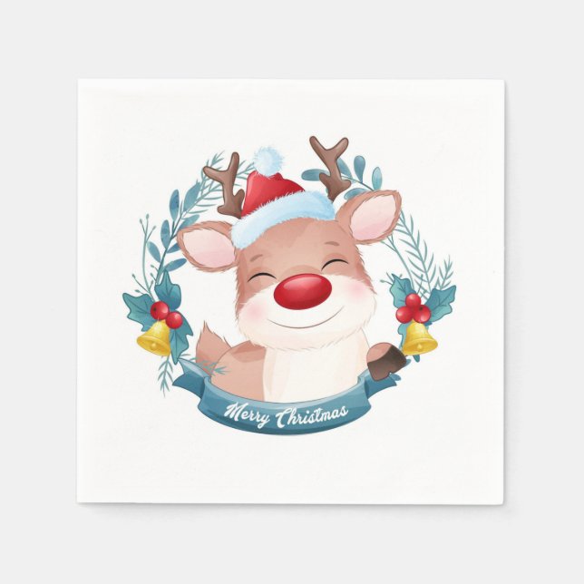 Cute Rudolph Napkins (Front)