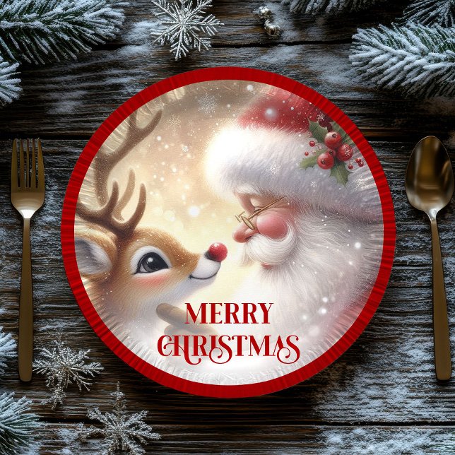 Cute Rudolph Red Nose Cartoon Christmas Paper Plat Paper Plates (Cute Rudolph Red Nose Cartoon Christmas Paper Plates

)