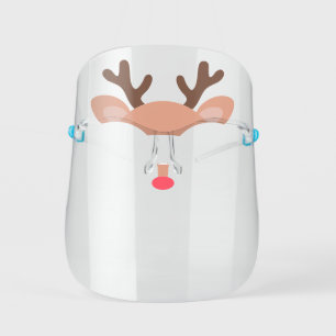 Cute Rudolph Red Nose Reindeer Christmas Kids' Face Shield