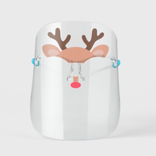 Cute Rudolph Red Nose Reindeer Christmas Kids Face Shield