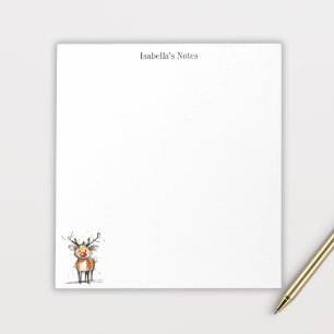 Cute Rudolph Reindeer Christmas Illustration Notepad