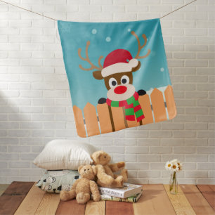 Cute Rudolph The Red Nose Reindeer   Blanket