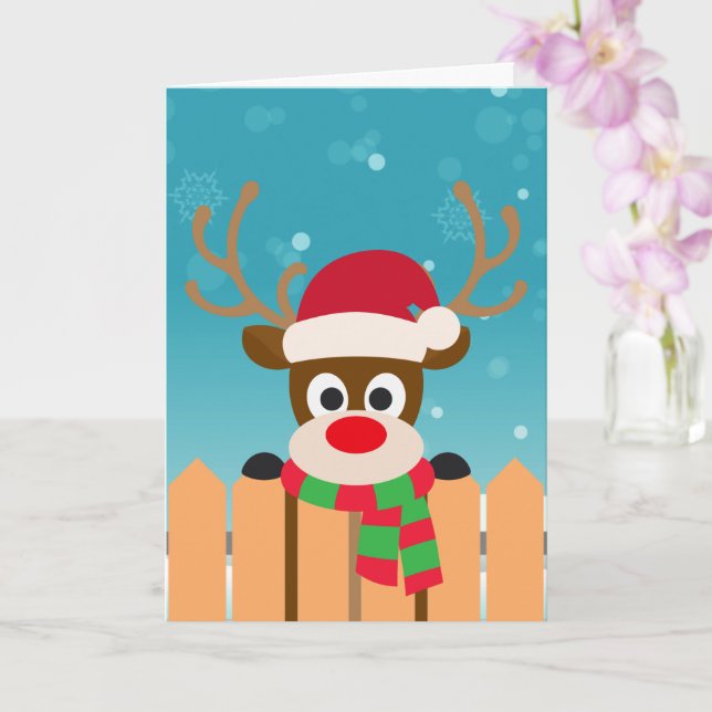 Cute Rudolph The Red Nose Reindeer | Greeting Card (Orchid)