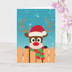 Cute Rudolph The Red Nose Reindeer Greeting Card